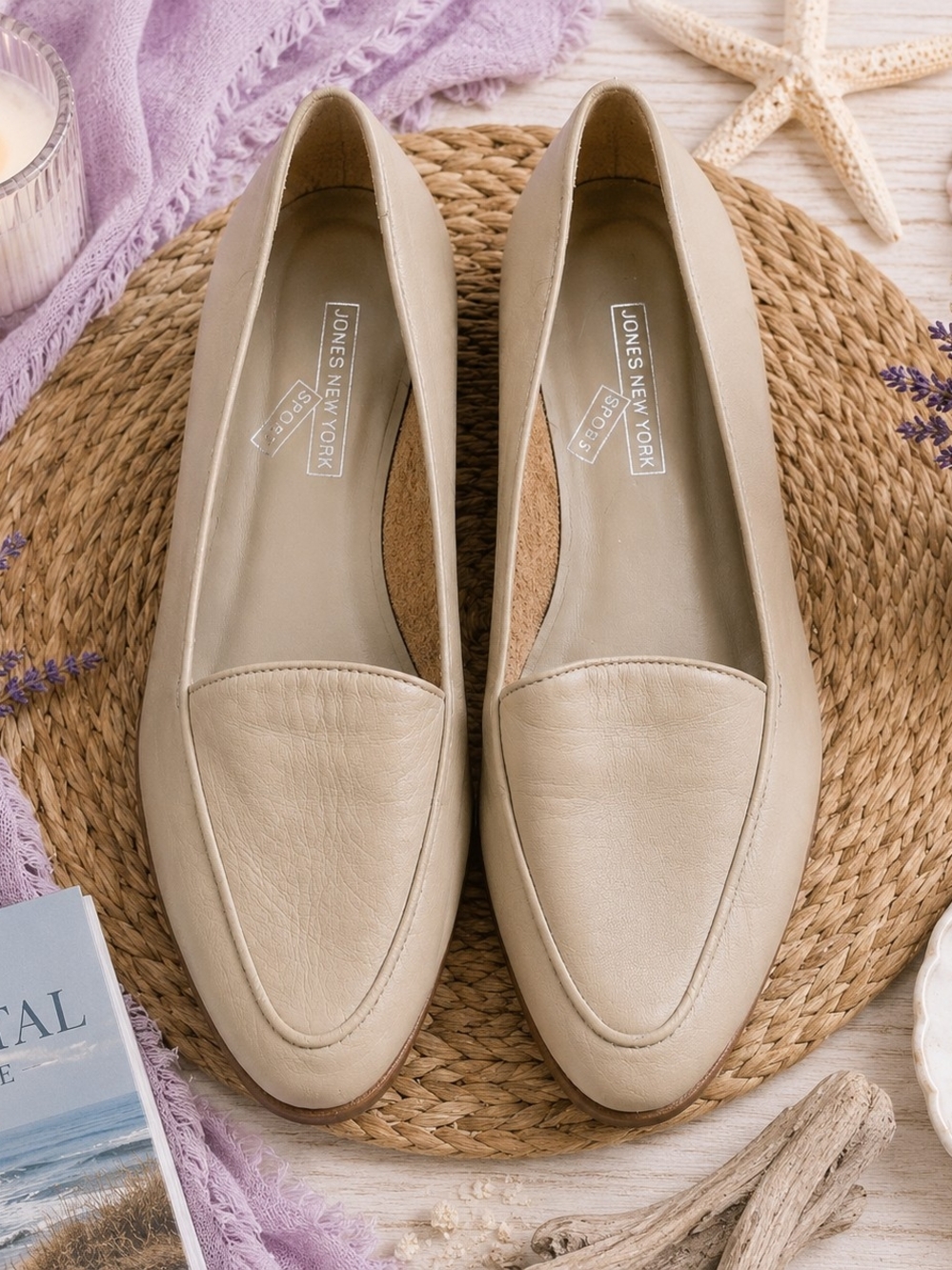 Jones New York Beige Leather Loafers